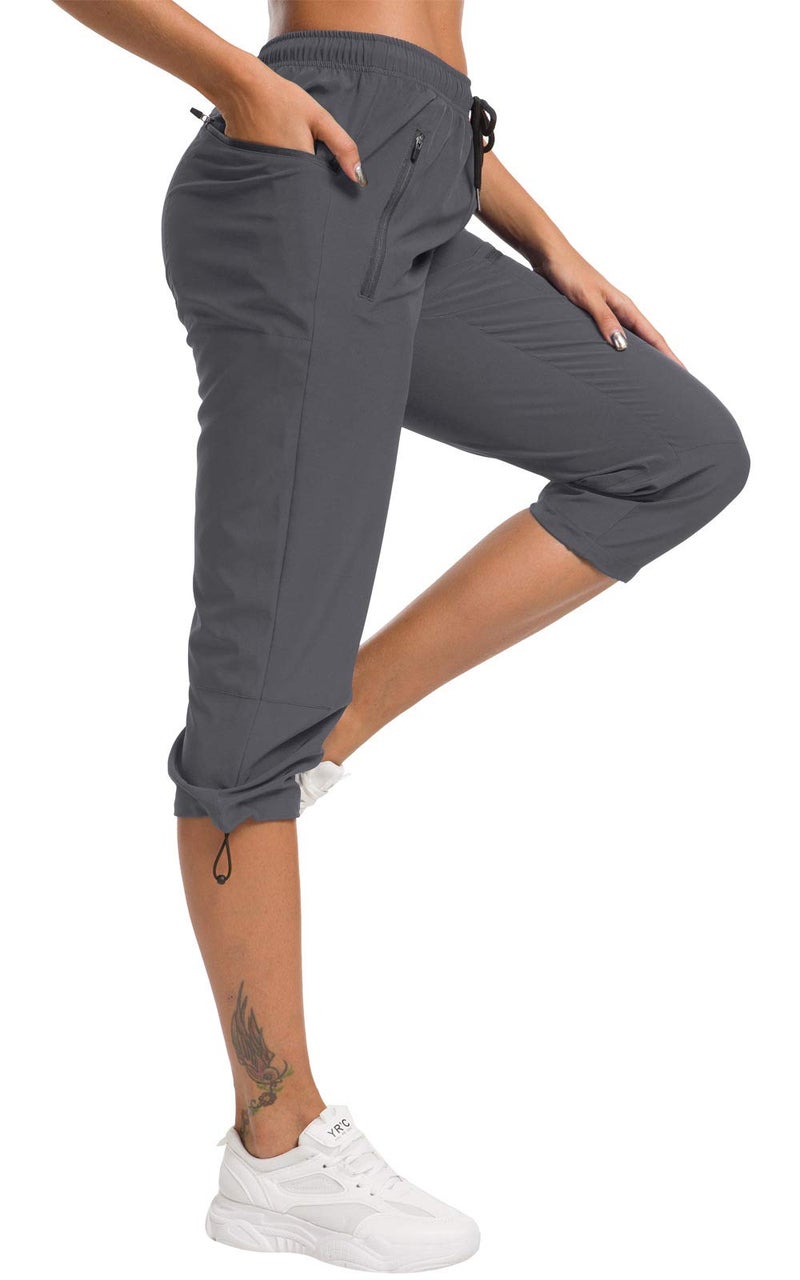 ChinFun Women's Hiking Pants Quick Dry Lightweight Outdoor Capris Water Resistant UPF50+ Grey M - Image 4